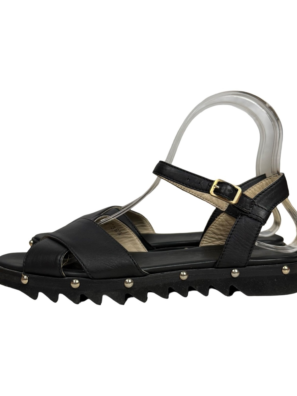 Agl Black Studded Leather Sandals Lug Soles Women’s Size 6.5 EUC - Picture 4 of 9